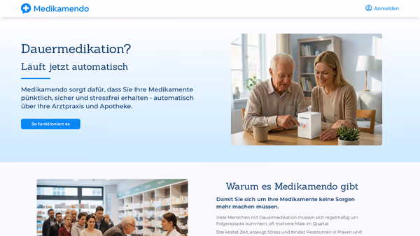 Screenshot of meinrezept.online — the Hamburg online prescription platform